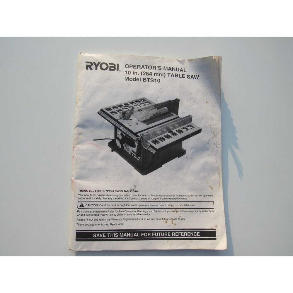 Ryobi BTS10 10" Table Saw Operator's Manual 2001 User Guide Bilingual